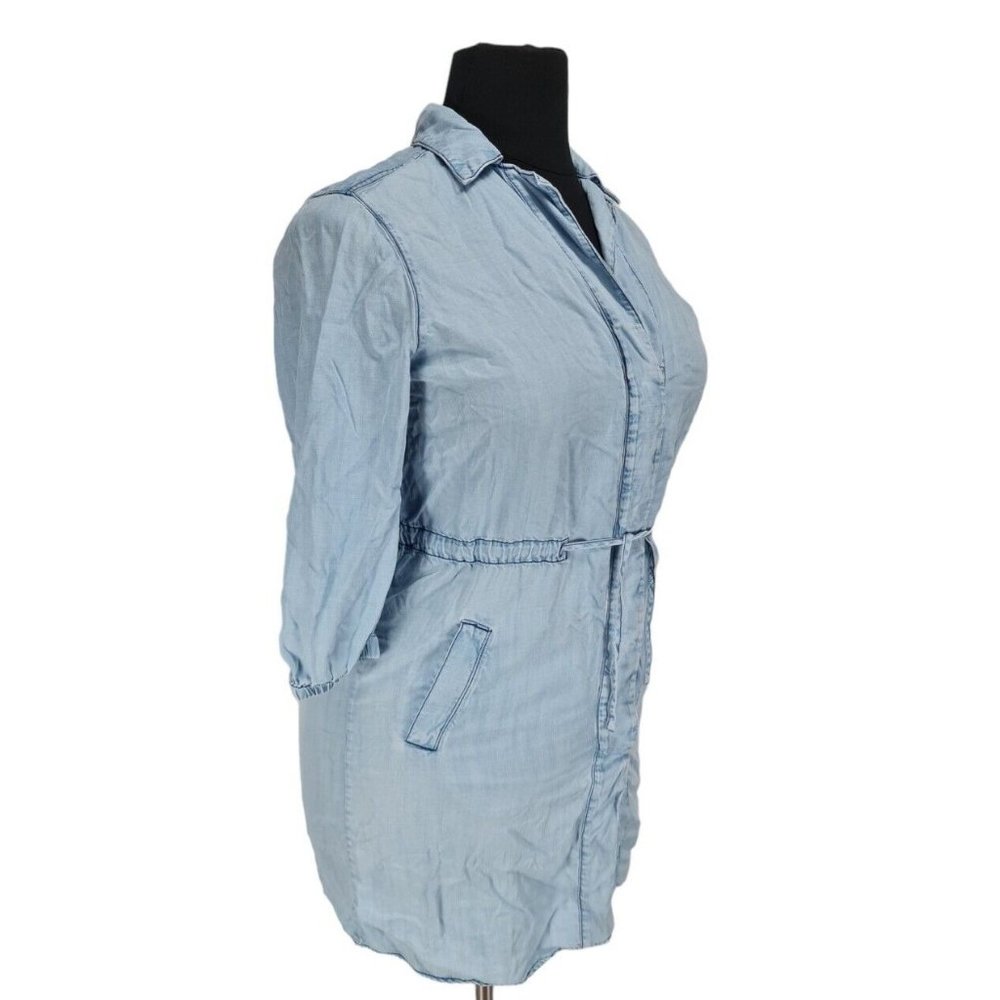 14TH & UNION Womens Button Up Shirt Dress Size M Light Blue Chambray 3/4 SLV B6P - Picture 2 of 5